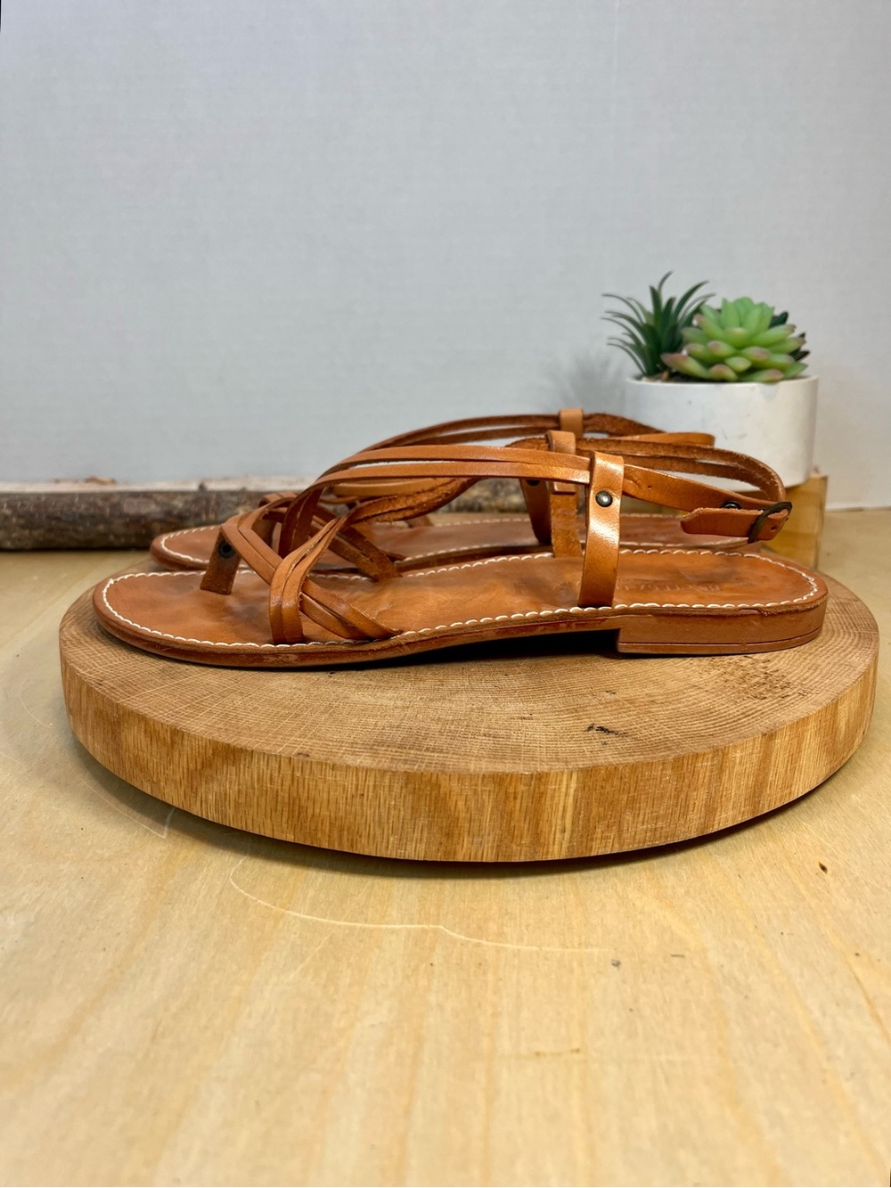 Bottega Italiana Leather Sandals Size 41 - Picture 2 of 13